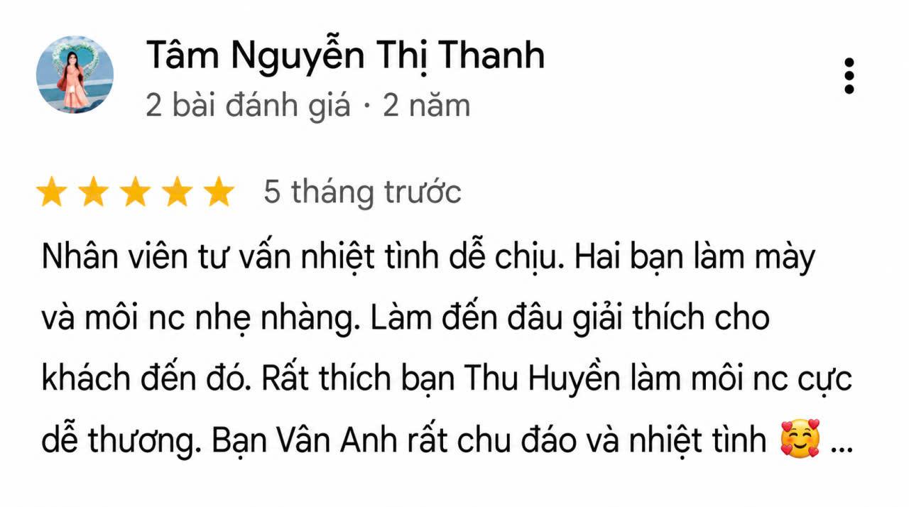 Phản hồi của khách hàng Tâm Nguyễn Thị Thanh