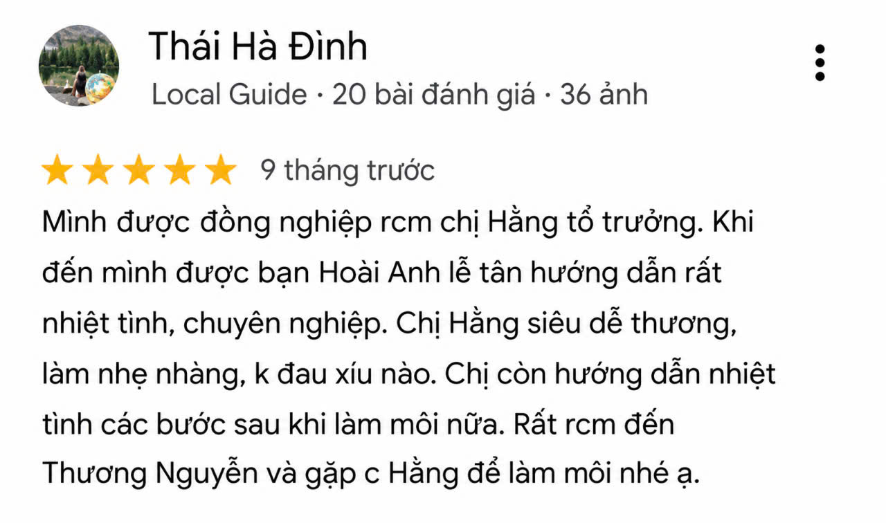Phản hồi của khách hàng Thái Hà Đinh